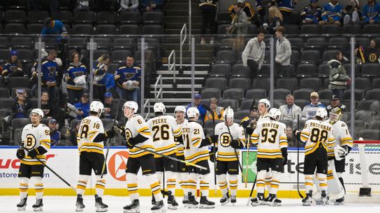 Haggerty: New combos working for Bruins with Pastrnak return  taken at BSJ Headquarters. Photo by Jeff Curry-Imagn Images