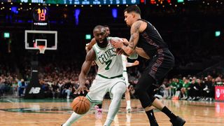 Simone's Six: Showtime Nikola Vucevic, Jaylen Brown's surge, and a new offensive weapon in Celtics-Nets taken at TD Garden (Celtics). Photo by © Bob DeChiara