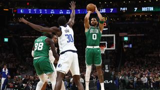 FINAL: Celtics 120, Mavericks 100 - Jayson Tatum's return fuels Boston win taken at TD Garden (Celtics). Photo by © Winslow Townson