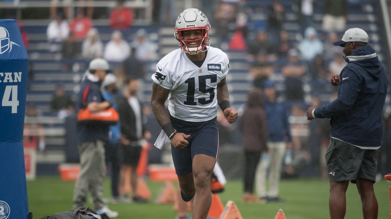 N'Keal Harry says he's never seen Cam Newton go home after practice