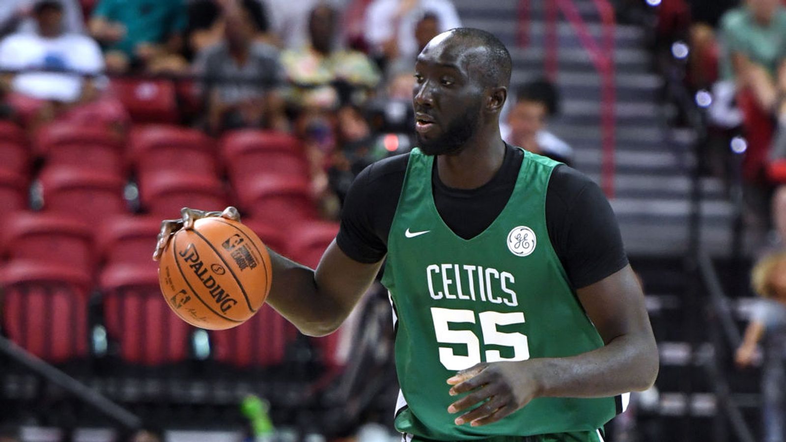 Boston Celtics forward Guerschon Yabusele faces reporters at NBA