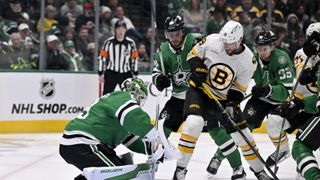 Final: Stars 6, Bruins 2 - Stars score 6 consecutive goals, Swayman gets pulled taken at BSJ Headquarters (Top Bruins). Photo by (Jerome Miron-Imagn Images)