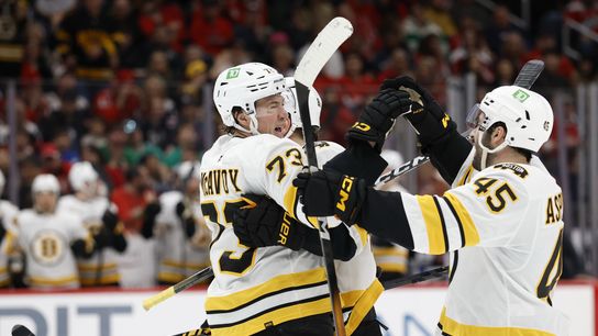 Final: Bruins 3, Capitals 2 (F/SO) -  McAvoy scores two goals, Swayman saves nine shots in shootout taken at BSJ Headquarters (Bruins). Photo by (Geoff Burke-Imagn Images)