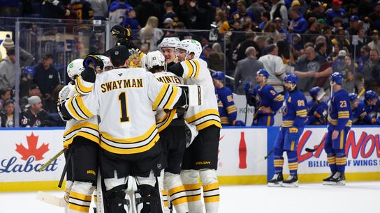 Final: Bruins 4, Sabres 3 (F/OT) - Zacha scores overtime winner taken at BSJ Headquarters (Top Bruins). Photo by (Timothy T. Ludwig-Imagn Images)