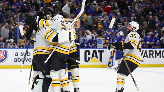 Final: Bruins 2 vs Sabres 1 (F/OT) - Pastrnak scores in overtime, Bruins extend series to game six taken at BSJ Headquarters (Top Bruins). Photo by (Timothy T. Ludwig-Imagn Images)